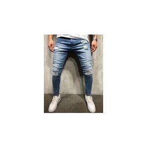 DIAOOAID Knie Gat Side Rits Slim Verontruste Jeans Mannen Ripped scheurde up streetwear hiphop Voor Mannen slanke streep broek