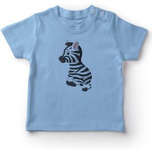 Angemiel Baby Zitten Leuke Zebra Baby Boy T-shirt Blauw