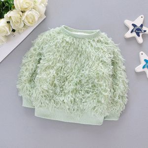 Warm Winter Meisjes Kids Fluwelen Sweatshirt Kinderen Baby Zuigelingen Faux Veer Kwastje Thicken Uitloper Trui Sweatshirts WT883