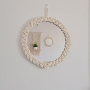 Nordic Handgemaakte Macrame Tapestry Ronde Boho Spiegel Thuis Slaapkamer Woonkamer Muur Opknoping Bruiloft Decoratie