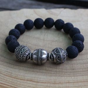 10mm Vulkanische Stenen Handgemaakte Armband, Dragen Energy Black Onyx Kralen Armband, Meditatio Armband, Voor U & Vrienden