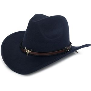 Metalen koe hoofd western cowboy hoed herfst en winter wollen jazz hoed vilten hoed mannen en vrouwen hoed