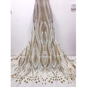 Classic Wit 2022 Afrikaanse Tule Kant Met Pailletten Voor Afrikaanse Trouwjurk NN365_K