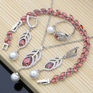Zilver 925 Bridal Parels Sieraden Sets Natuurlijke Groene Zirkoon Vrouwen Bruiloft Oorbellen Verstelbare Ring Armbanden Ketting Set