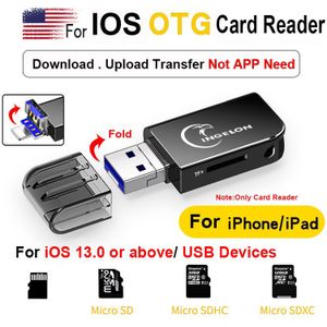 2 In 1 Kaartlezer Dual Slot Tf Metalen Otg Adapter Voor Ios 13.0 Hierboven Versie &amp; USB3.0/2.0 apparaten Microsd Converter