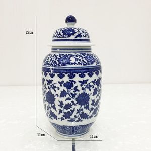 Chinese Klassieke Keramische Beschilderde Vaas Antiek Blauw En Wit Porselein Bloemstuk Vintage Home Decor Ambachten Opslag Jar