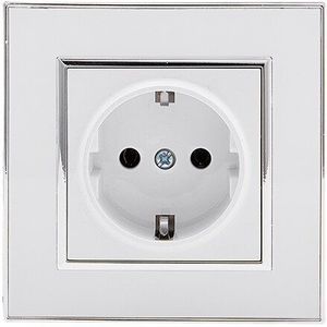 Eu Standaard Stekker Socke Acryl Met Aarding Wit Euro Muur 250V 16A Voeding Muur Mount Oplader Decoratieve