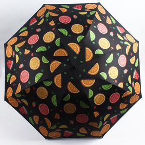 YADA Cartoon Pauwenveer Paraplu Opvouwbare Regenachtige Fruit Oranje Paraplu Anti-Uv Meisjes Jongens Mooie Dier Paraplu YD240