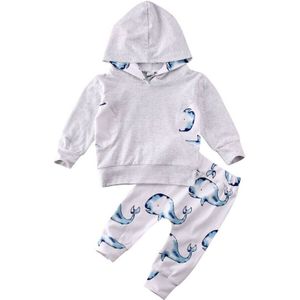 Pasgeboren Baby Meisje Jongen Kleding Sets Animal Print Hooded Tops Broek 2 Stuks Outfits Winter Kleding 0-24M
