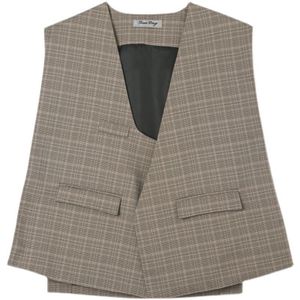 Iefb Mannen Koreaanse Niche Mouwloos Vest Herfst Tij Deconstructs Asymmetrische Losse Vintage Koffie Plaid Vest 9Y9298