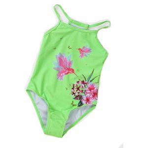 Sebowel Neon Groene Bloemen En Vogels Kleine Meisjes Een Stuk Badmode Zwemmen Pak Voor Vrouwen Maillot De Bain Femme Badpak xl