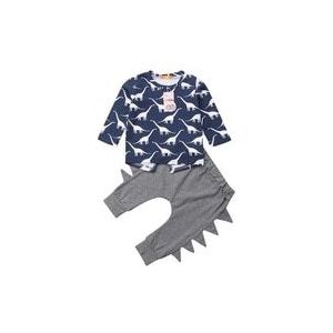 Pasgeboren Baby Boy Dinosaur Kleding Lange Mouwen Katoenen T-shirt Tops + 3D Lange Broek Broek 2 STUKS Outfits Babykleertjes set