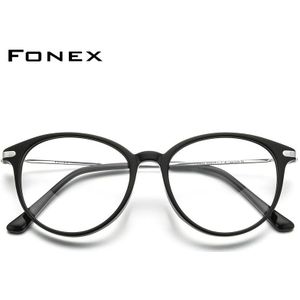 FONEX Titanium Optische Glazen Frame Mannen Retro Ronde Recept Bril Vrouwen Bijziendheid Acetaat Brillen Eyewear F85669