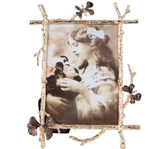 6/7/10 Inch Vintage Golden Butterfly Photo Frame Family Portrait Nightstand Metal Picture Frames Nordic Rustic Home Decor