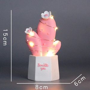 Ins Cactus LED Tafellamp Roze Leuke Meisje Hart Droom Ster Lamp Kleine Creatieve Nachtlampje Slaapkamer Decoratie kinderen