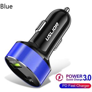 Uslion 3A Quick Charge Usb Car Charger Voor Iphone 11 Pro Max Snelle Pd Auto Telefoon Oplader Scp Voor Xiaomi redmi Note 7 Pro Samsung