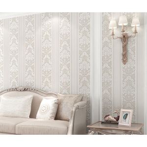 3D Victoriaanse Damast Reliëf Behang Roll Luxe Klassieke Bloemen Behang Woonkamer Slaapkamer Muur Decor