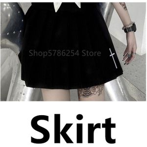 Japanse School Uniform Jk Sailor Shirt Student Slecht Meisje Pop Zwarte Gothic Top Bottom Set Plooirok Cross Gedrukt Retro pak