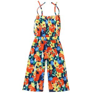 1-6T Baby Baby 'S Romper Kleurrijke Bloemenprint Spaghetti Band Mouwloze Backless Lange Jumpsuit Voor Peuter Meisje