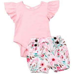 Citgeett Zomer Pasgeboren Kids Baby Meisje Bloemen Kleding Roze Bodysuit Korte Broek Outfits Zoete Set
