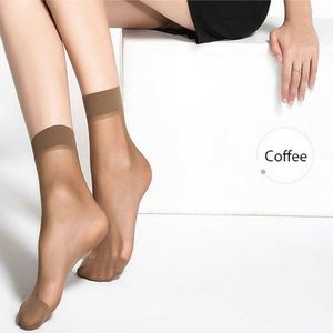 10 Pairs Vrouwen Sokken Nylon Elastische Korte Ankle Sheer Mesh Effen Kleur Zijde Korte Sokken Zien Door Dames Sok
