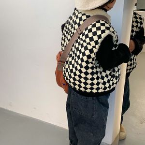 Winter Baby Jongens Plaid Vesten Thicken Warm Mouwloze Jassen Koreaanse Stijl Kinderen Vesten