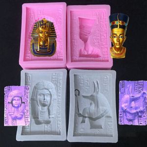 Farao Silicone Mold Zeep Gips Wax Klei Egypte Cleopatra Epoxyhars Mallen Diy Moldes Para Cemento 4 Stks/set