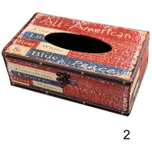 Retro Amerikaanse Vlag Patroon Thuis Auto Lederen Tissue Doos Pu Case Papier Container Servet Papieren Handdoek PAK55