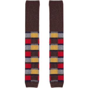 K1ME Vrouwen Winter Knit Faux Wol Dij Hoge Sokken Veelkleurige Gestreepte Plaid Print Extra Lange Beenwarmers Boot Cover Stocking