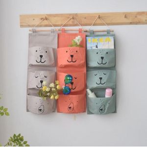 Katoen Linnen Opbergtas Creatieve Garderobe Hangen Tas Muur Pouch Cosmetische Speelgoed Organizer Zakken Briefpapier Bevatten Organiza HK-18