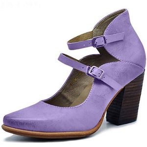 LOULUEN Sandalen Retro Womens Romeinse Pompen Hoge Hak Gesp Non-Slip Schoenen Sandalen Plus Size 35 -43 #0529