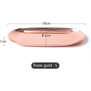 Moderne Metalen Rose Gouden Plaat Zilveren Ovale Opbergvak Decoratieve Sieraden Display Rvs Lade Opslag