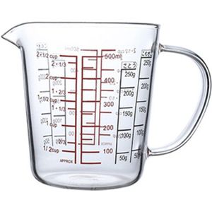 500Ml Glazen Maatbeker Melk Jug Hittebestendig Glas Cup Maatregel Kruik Creamer Schaal Cup Koffie Micro-wave Veilig