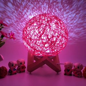 3d Massief Hout Rotan Lamp Led Nachtlampje Creatieve Kinderen Ster Usb Tafellamp Slaapkamer Bed Woondecoratie Lamp # T2G