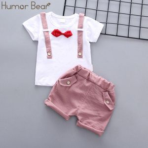 Humor Beer Zomer Baby Jongens Kleding Pak Gentleman Stijl Mode Strapt-Shirt Tops + Shorts Peuter Party Kids kleding Set