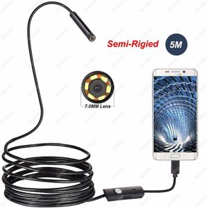2in1 Android USB Endoscoop Camera 7mm 5 M Android Telefoon OTG USB Borescope Endoscoop Inspectie Snake Hard Kabel Buis Camera