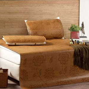 3/Pcs Set Natuurlijke Bamboe Rotan Mat Matrassen Zomer Slapen Koeling Bed Cover Kussenslopen Beddengoed Thuis Textiel 3 Maten