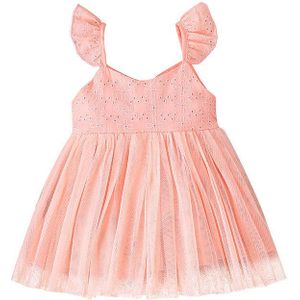 Zomer Baby Meisjes Jurk Roze Bretels Geborduurde Jurk Baby Mesh Jurk Peuter Zuigeling Meisjes Jurk