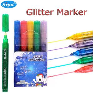 5 Stks/set Glitter Magic Markers Heldere Fonkelende Kleur Metallic Marker Water Verf Goud Metalen Pen Diy Voor Zwart Papier Steen hout