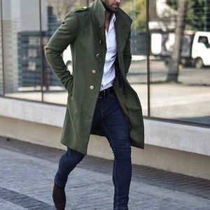 Winter Mannen Slim Fit Lange Mouw Vesten Blends Jasje Pak Solid Mens Lange Wollen Jassen