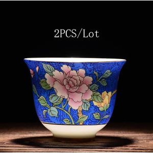 2 Stks/partij 45/60Ml Jingdezhen Pastel Theekopje Porselein Emaille Patroon Puer Kleine Thee Kom Thuis Theeceremonie Drinkware zwarte Thee Cup