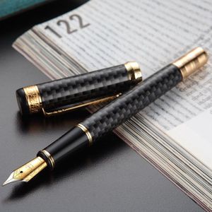 HERO 768 Carbon Fiber Grey Vulpen met Gouden Clip Iridium Fine Nib 0.5mm Mode Schrijven Inkt Pen voor kantoor Business