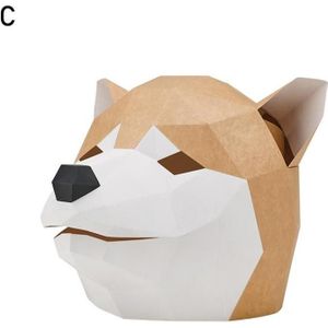 Akita Inu & Siberische Husky 3d Papier Hood Animal Party Drie-Dimensionale Diy Prestaties Halloween