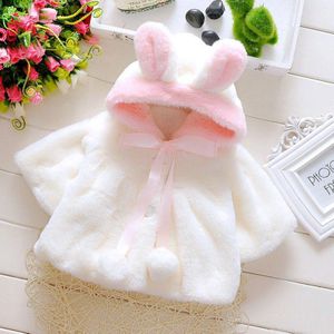 Mooie Peuter Baby Meisjes Katoenen Fleece Winter Warme Jas Bovenkleding Mantel Leuke Oor Capuchon Kids Kleding Mode Outfits