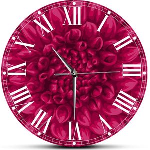 Mooie Roze Dahlia Grote Ronde Klok Muur Horloge Bloem Gedrukt Klokken Modern Bloemen Pettern Schoonheid In Natuur Torenuurwerk