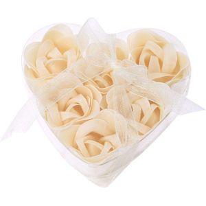 6 Pcs Baden Douche Off White Rose Bloem Bad Zeep Bloemblaadjes W Hartvormige Doos