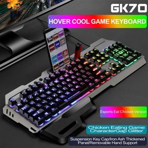 Metalen Paneel 104 Toetsen Toetsenbord Muis Combo Usb Wired Voor Desktop Office Mute Gaming Rainbow Backlit Mechanische Plug En spelen