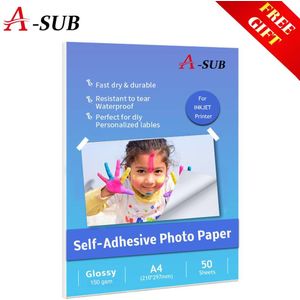 A3/A4 150G 50 Vellen Glossy Zelfklevende Inkjet Printen Met Back Lijm Sticker Fotopapier