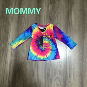 Girlymax Herfst/Winter Baby Meisjes Mama Volwassen Raglans Boutique Tie Geverfd Zonnebloem Katoen Top T-shirts Kinderen Kleding Melk Zijde