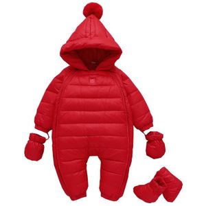 Winter Jaar Baby Jumpsuits Rode Kerst Veer Donsjacks Voor Meisjes Kleding Met Hooded Baby Boy Rompertjes
